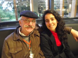 Claudia Suárez Olivares y José Luis Ferrera en la cafetería del RWC of M&D.